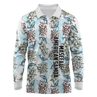 Personalized Masefau American Samoa Long Sleeve Polo Shirt Vintage Whale Hibiscus Ocean Waves