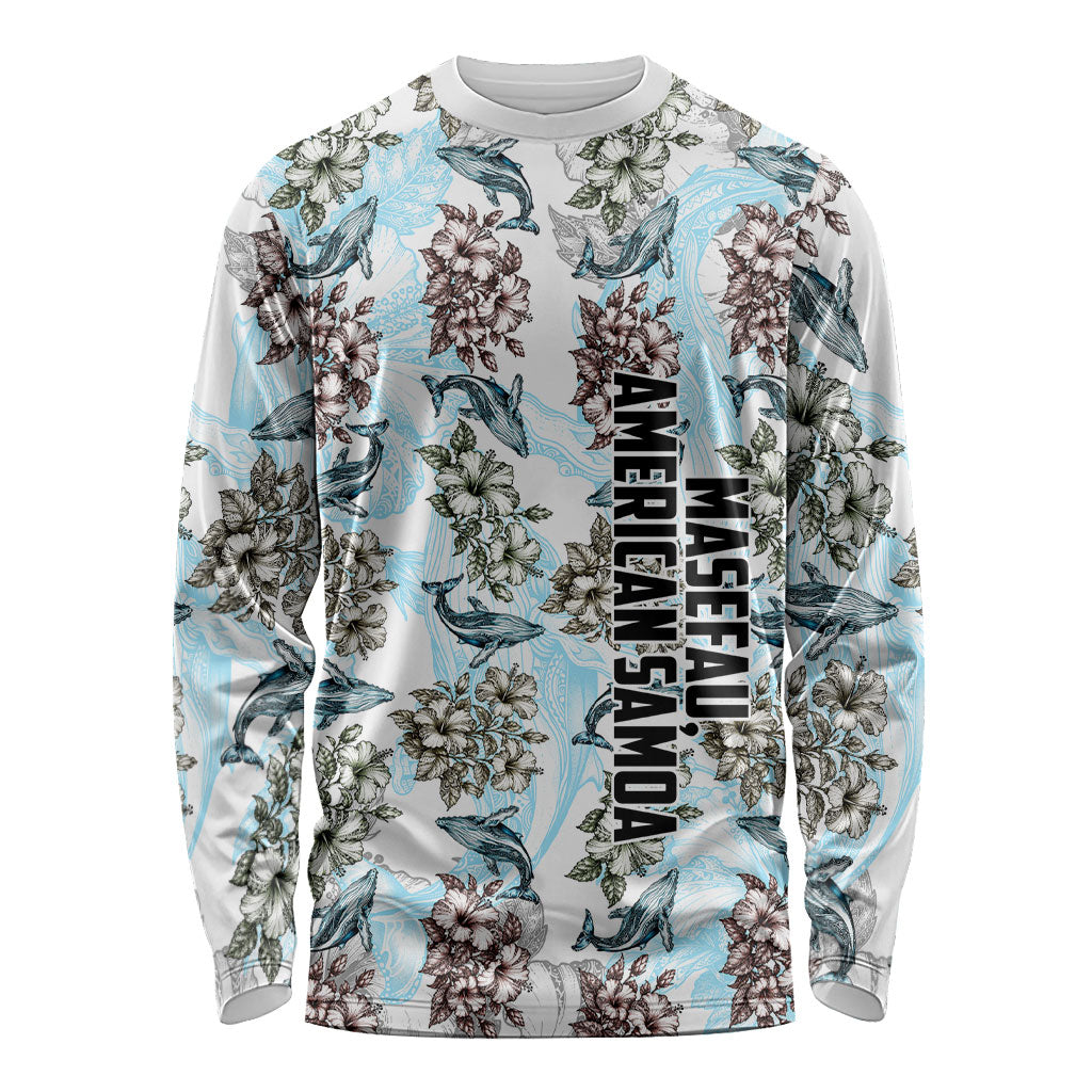 Personalized Masefau American Samoa Long Sleeve Shirt Vintage Whale Hibiscus Ocean Waves