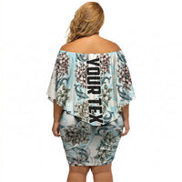 Personalized Masefau American Samoa Off Shoulder Short Dress Vintage Whale Hibiscus Ocean Waves