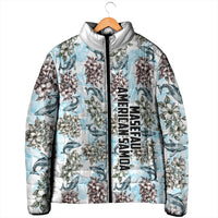 Personalized Masefau American Samoa Padded Jacket Vintage Whale Hibiscus Ocean Waves