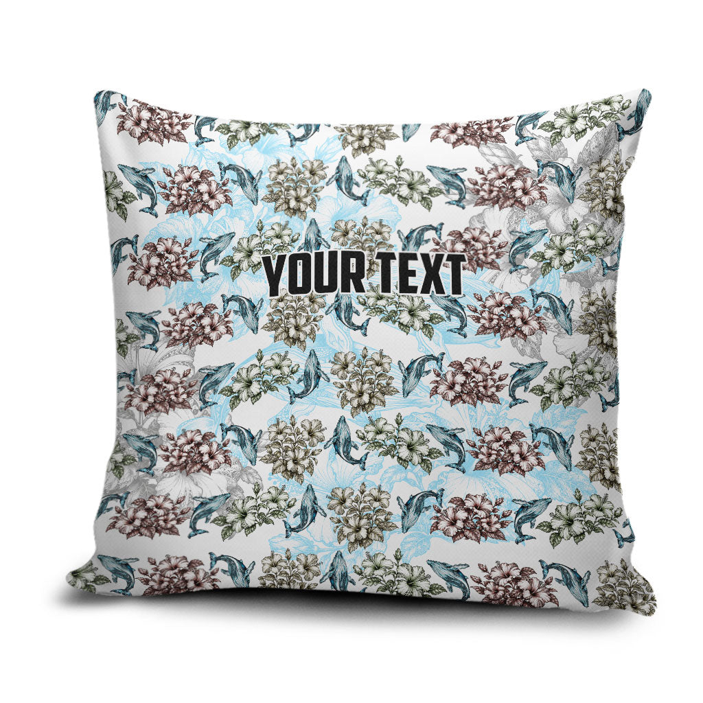 Personalized Masefau American Samoa Pillow Cover Vintage Whale Hibiscus Ocean Waves