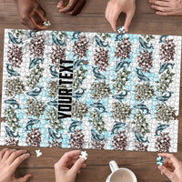 Personalized Masefau American Samoa Puzzle Vintage Whale Hibiscus Ocean Waves