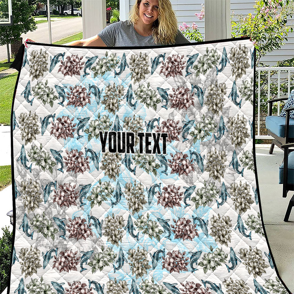 Personalized Masefau American Samoa Quilt Vintage Whale Hibiscus Ocean Waves
