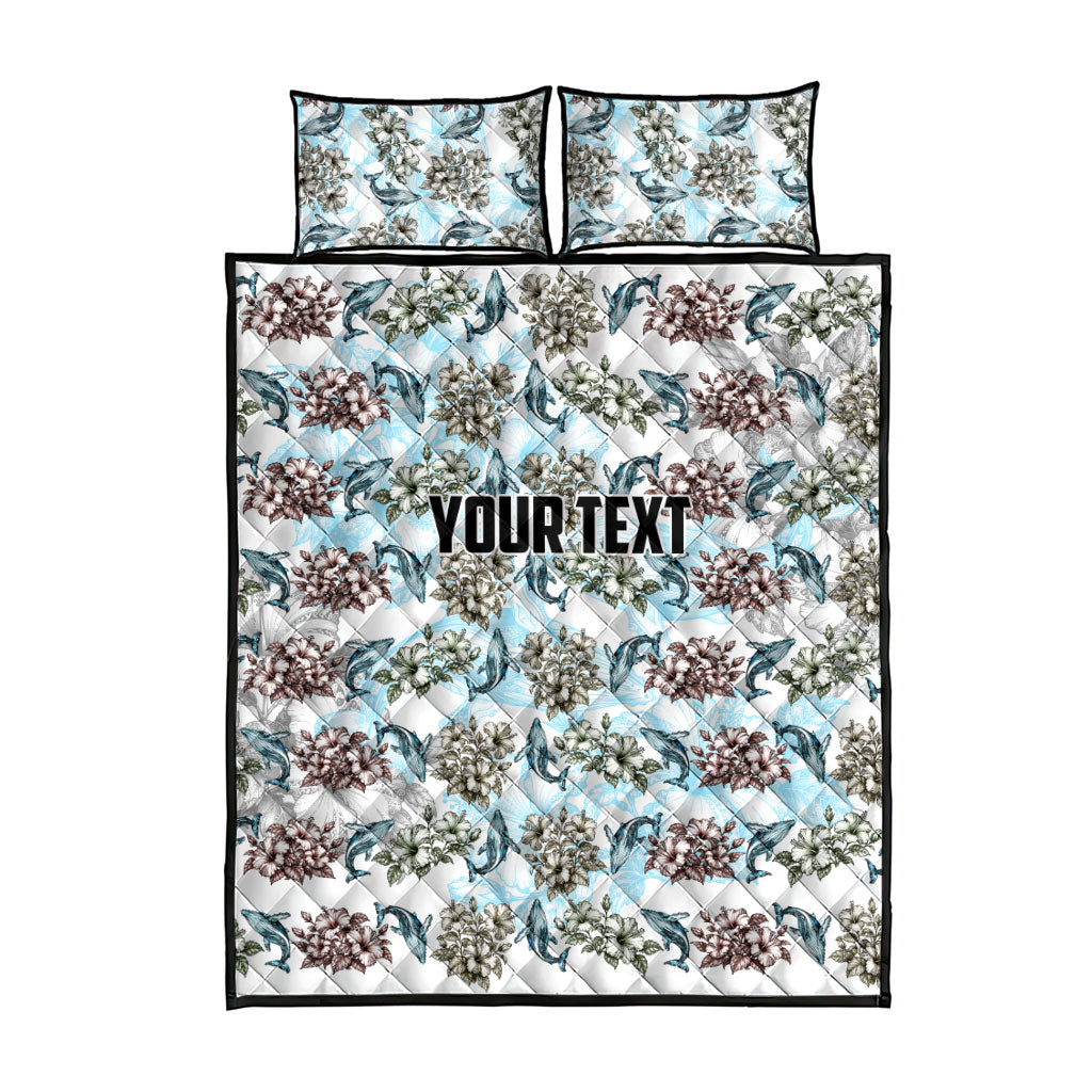 Personalized Masefau American Samoa Quilt Bed Set Vintage Whale Hibiscus Ocean Waves
