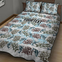 Personalized Masefau American Samoa Quilt Bed Set Vintage Whale Hibiscus Ocean Waves