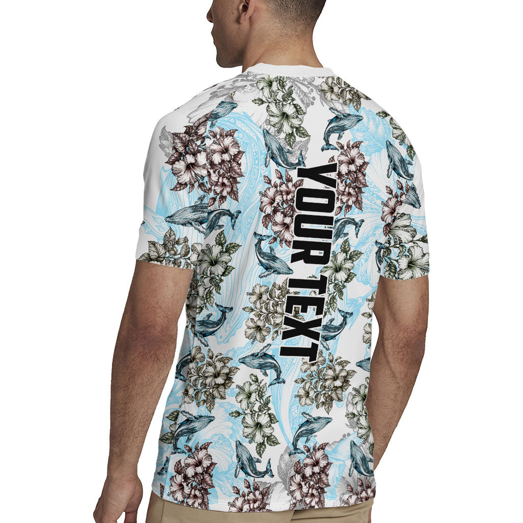 Personalized Masefau American Samoa Rugby Jersey Vintage Whale Hibiscus Ocean Waves