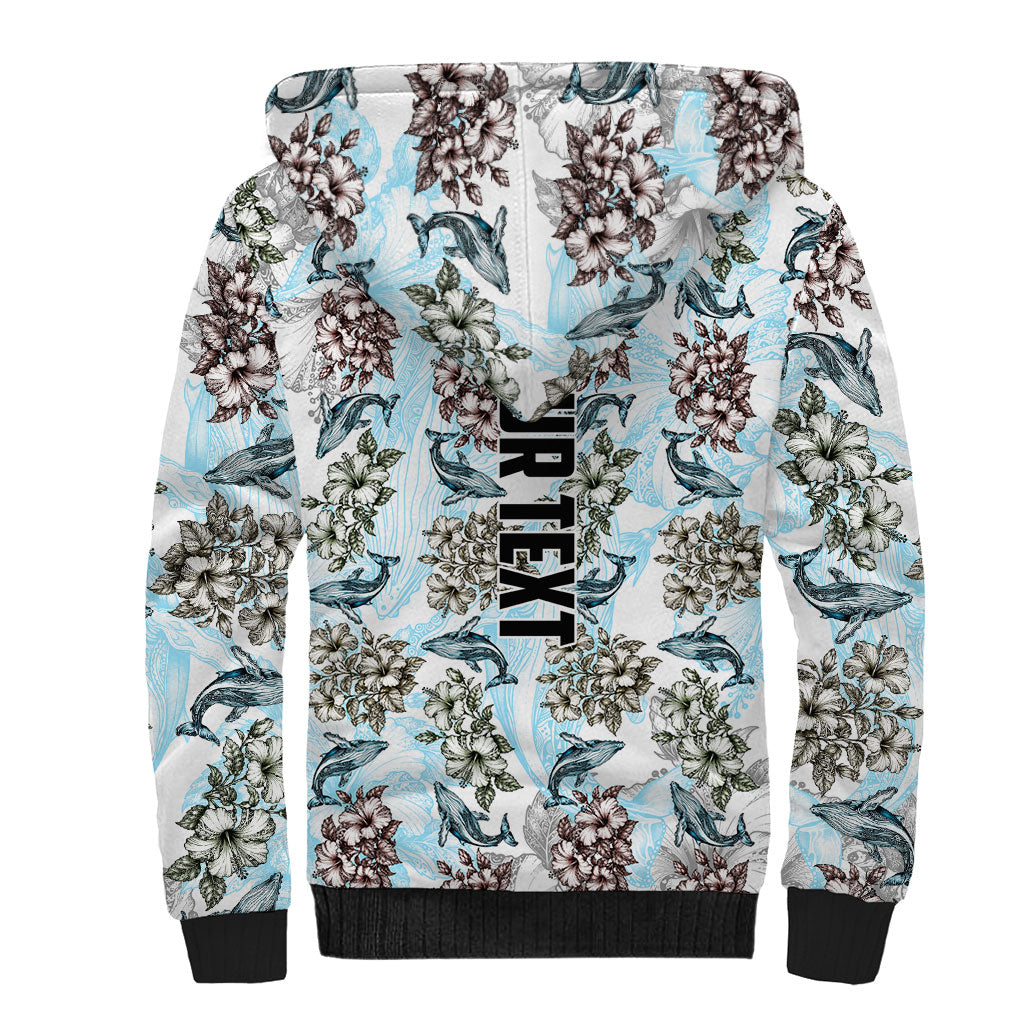 Personalized Masefau American Samoa Sherpa Hoodie Vintage Whale Hibiscus Ocean Waves