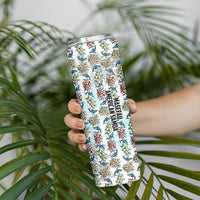 Personalized Masefau American Samoa Skinny Tumbler Vintage Whale Hibiscus Ocean Waves