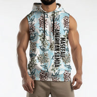 Personalized Masefau American Samoa Sleeveless Hoodie Vintage Whale Hibiscus Ocean Waves