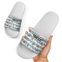 Personalized Masefau American Samoa Slide Sandals Vintage Whale Hibiscus Ocean Waves