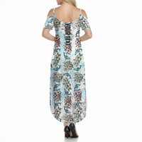 Personalized Masefau American Samoa Summer Maxi Dress Vintage Whale Hibiscus Ocean Waves