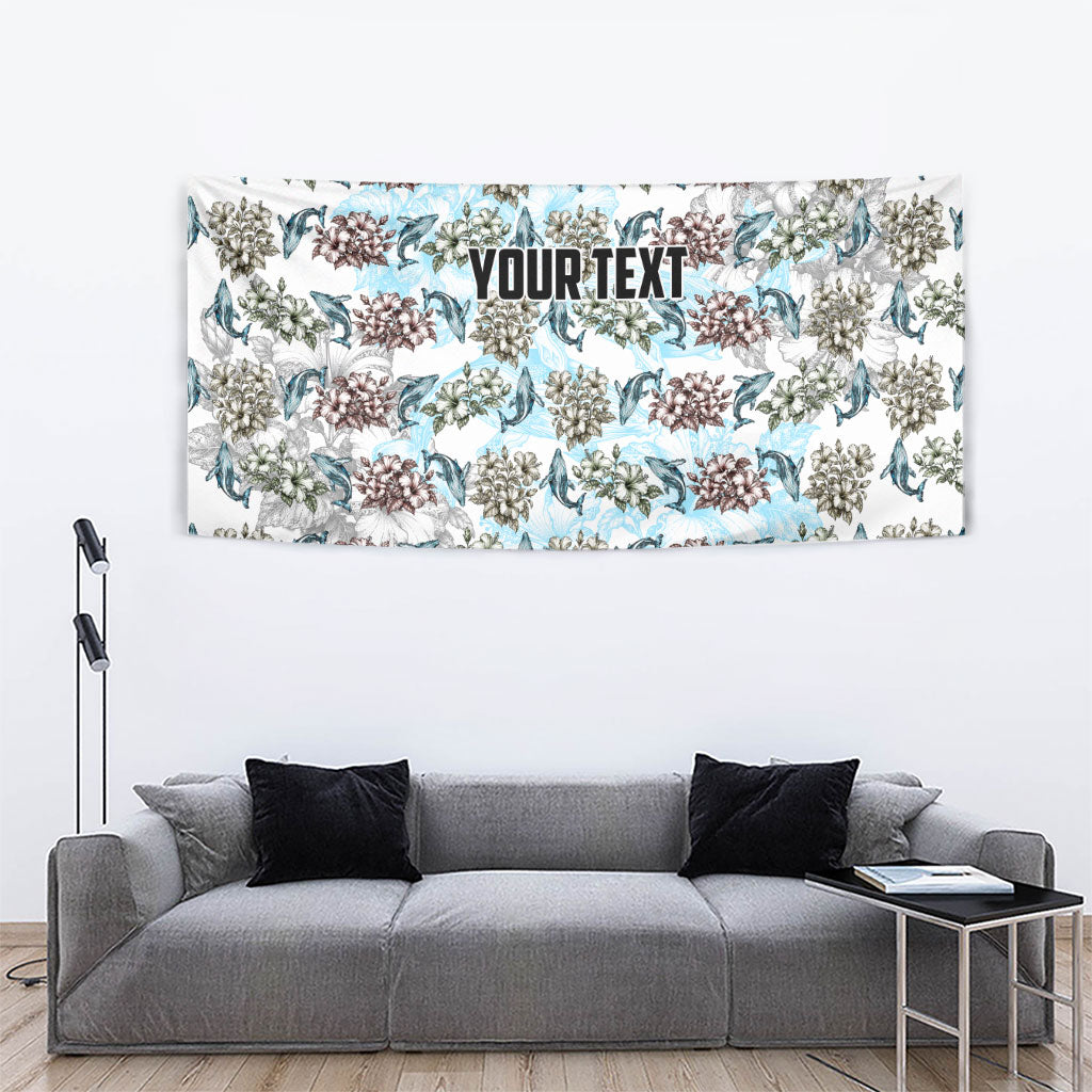 Personalized Masefau American Samoa Tapestry Vintage Whale Hibiscus Ocean Waves