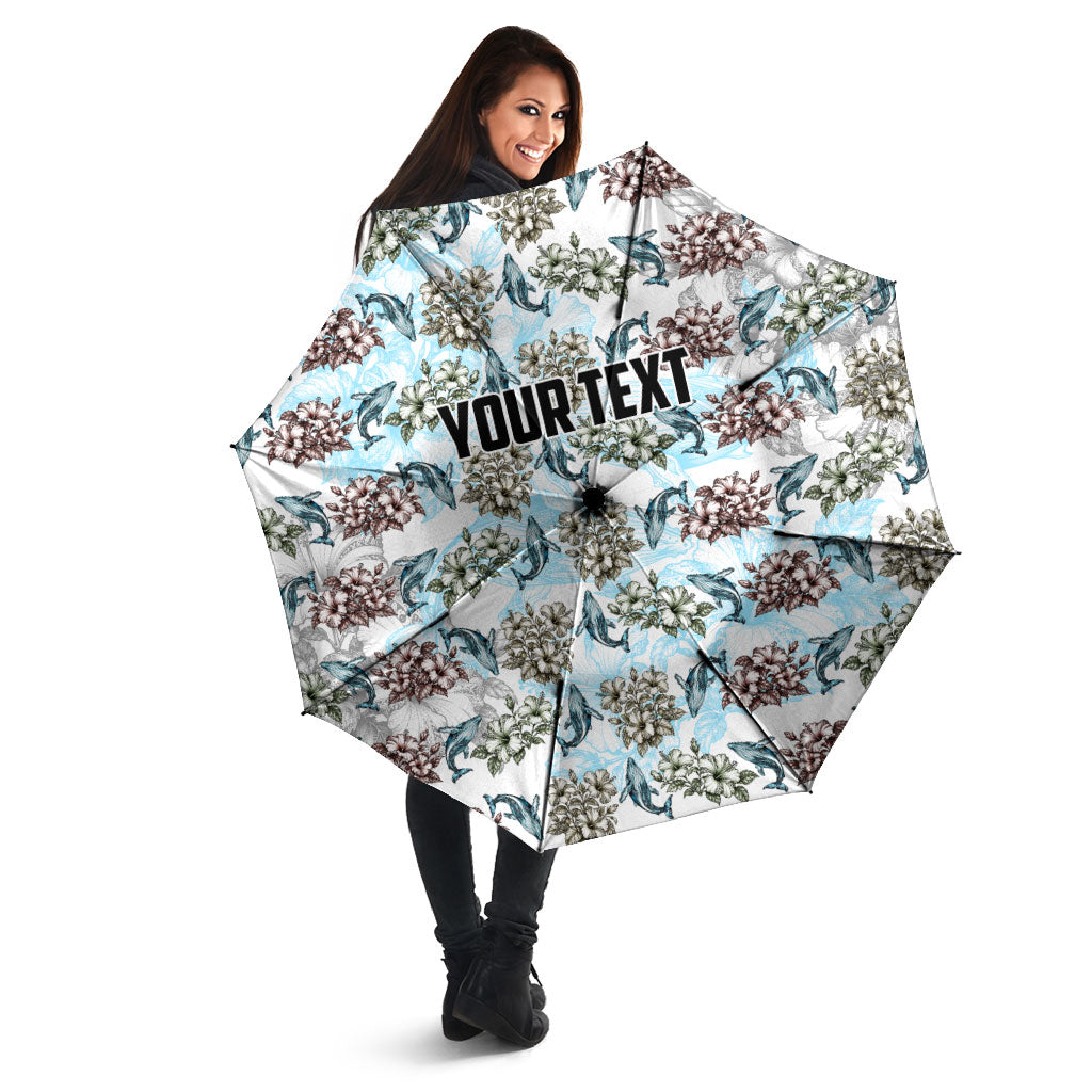 Personalized Masefau American Samoa Umbrella Vintage Whale Hibiscus Ocean Waves