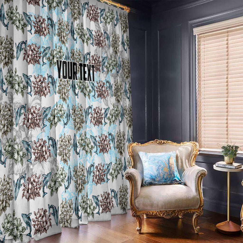 Personalized Masefau American Samoa Window Curtain Vintage Whale Hibiscus Ocean Waves