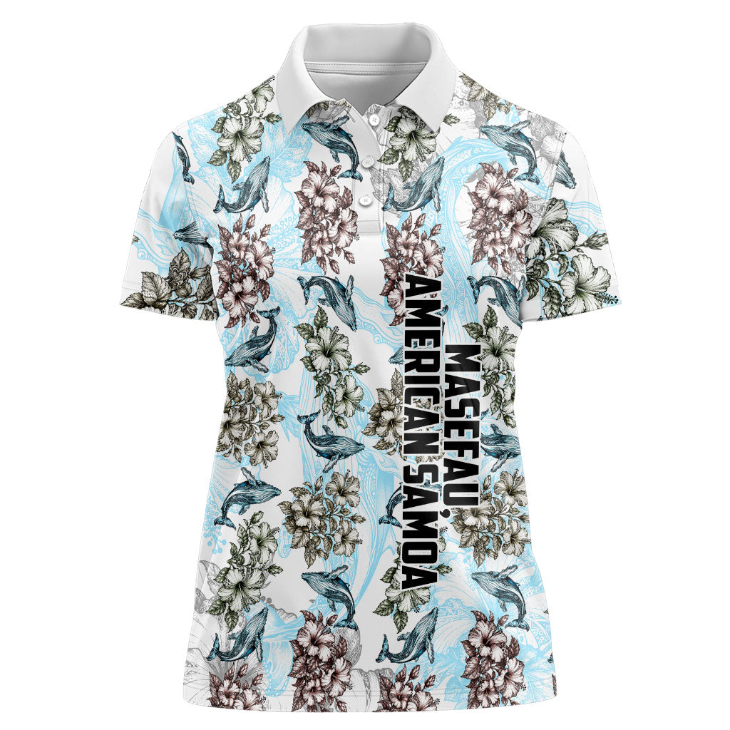 Personalized Masefau American Samoa Women Polo Shirt Vintage Whale Hibiscus Ocean Waves