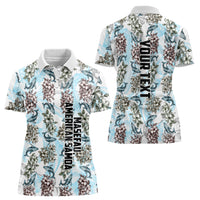 Personalized Masefau American Samoa Women Polo Shirt Vintage Whale Hibiscus Ocean Waves