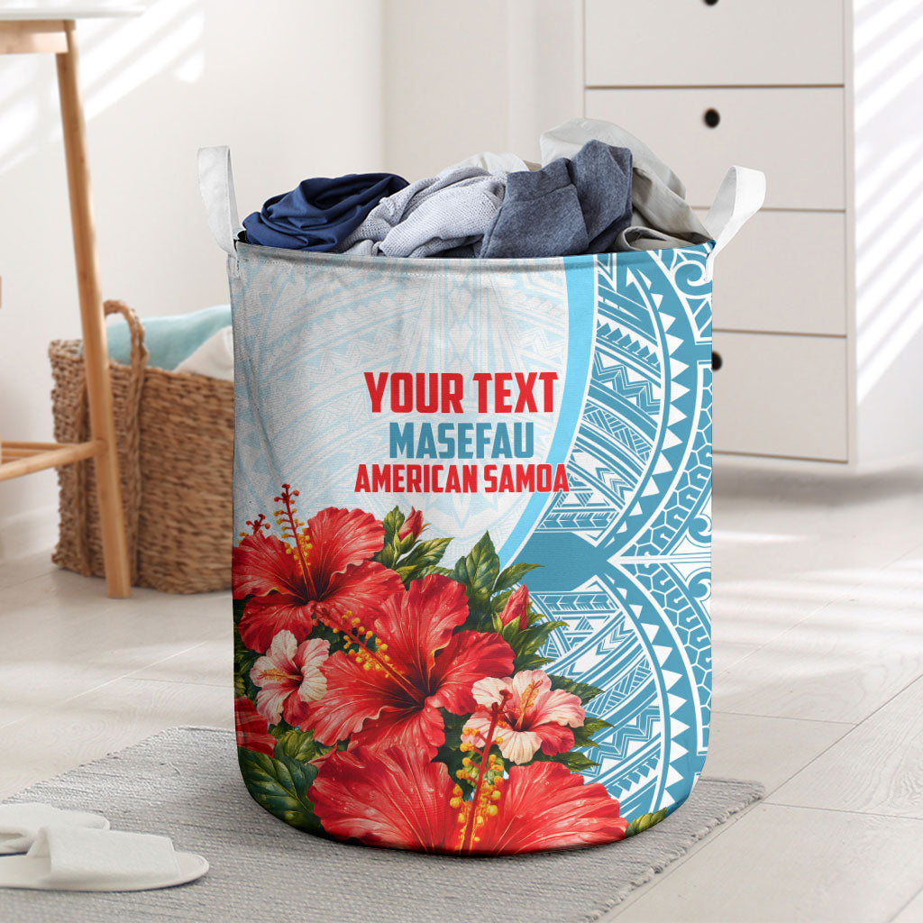 Personalized American Samoa Masefau Laundry Basket Hibiscus Tropical Floral Whale Polynesian Tribal Pattern