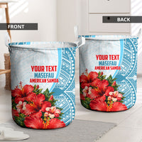 Personalized American Samoa Masefau Laundry Basket Hibiscus Tropical Floral Whale Polynesian Tribal Pattern