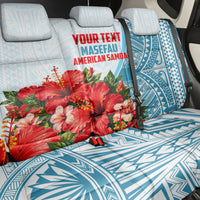 Personalized American Samoa Masefau Back Car Seat Cover Hibiscus Tropical Floral Whale Polynesian Tribal Pattern
