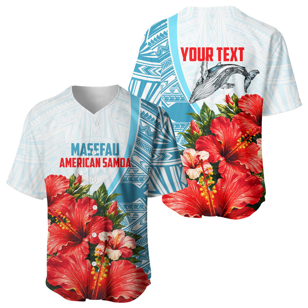 Personalized American Samoa Masefau Baseball Jersey Hibiscus Tropical Floral Whale Polynesian Tribal Pattern