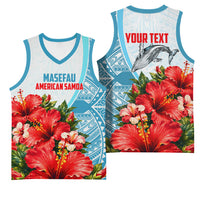 Personalized American Samoa Masefau Basketball Jersey Hibiscus Tropical Floral Whale Polynesian Tribal Pattern