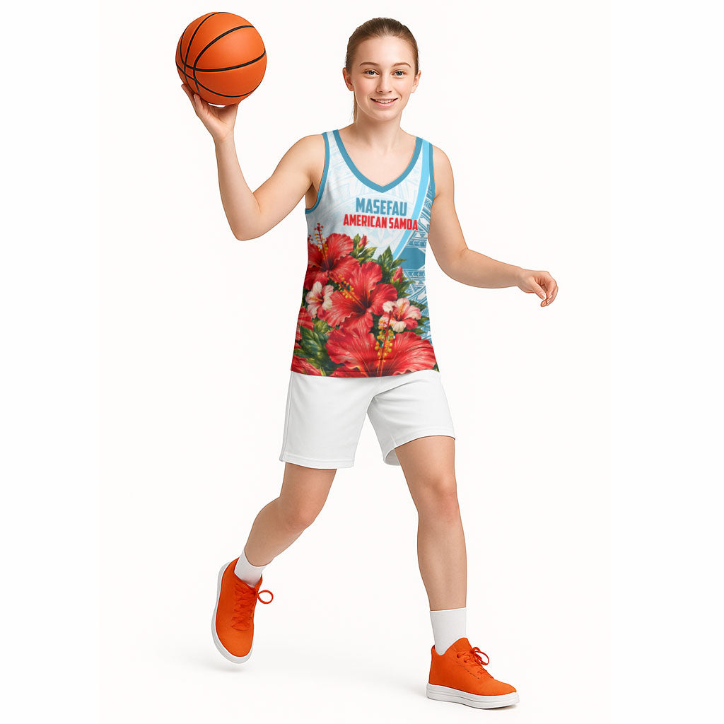Personalized American Samoa Masefau Basketball Jersey Hibiscus Tropical Floral Whale Polynesian Tribal Pattern