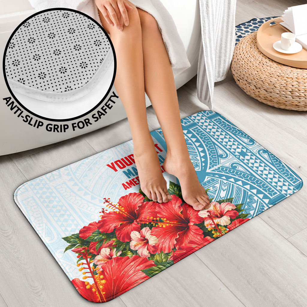 Personalized American Samoa Masefau Bathroom Set Hibiscus Tropical Floral Whale Polynesian Tribal Pattern