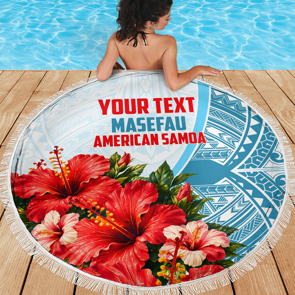 Personalized American Samoa Masefau Beach Blanket Hibiscus Tropical Floral Whale Polynesian Tribal Pattern