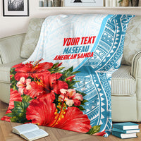 Personalized American Samoa Masefau Blanket Hibiscus Tropical Floral Whale Polynesian Tribal Pattern