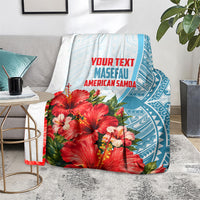 Personalized American Samoa Masefau Blanket Hibiscus Tropical Floral Whale Polynesian Tribal Pattern
