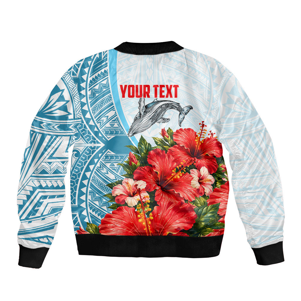 Personalized American Samoa Masefau Bomber Jacket Hibiscus Tropical Floral Whale Polynesian Tribal Pattern