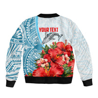 Personalized American Samoa Masefau Bomber Jacket Hibiscus Tropical Floral Whale Polynesian Tribal Pattern