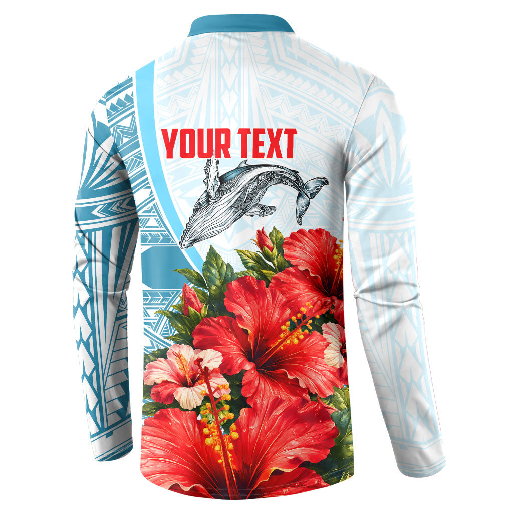 Personalized American Samoa Masefau Button Sweatshirt Hibiscus Tropical Floral Whale Polynesian Tribal Pattern