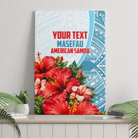 Personalized American Samoa Masefau Canvas Wall Art Hibiscus Tropical Floral Whale Polynesian Tribal Pattern