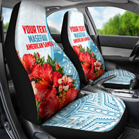 Personalized American Samoa Masefau Car Seat Cover Hibiscus Tropical Floral Whale Polynesian Tribal Pattern