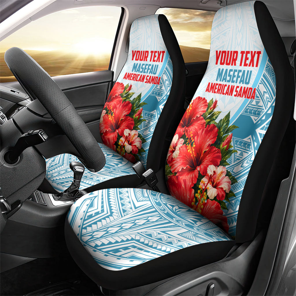 Personalized American Samoa Masefau Car Seat Cover Hibiscus Tropical Floral Whale Polynesian Tribal Pattern