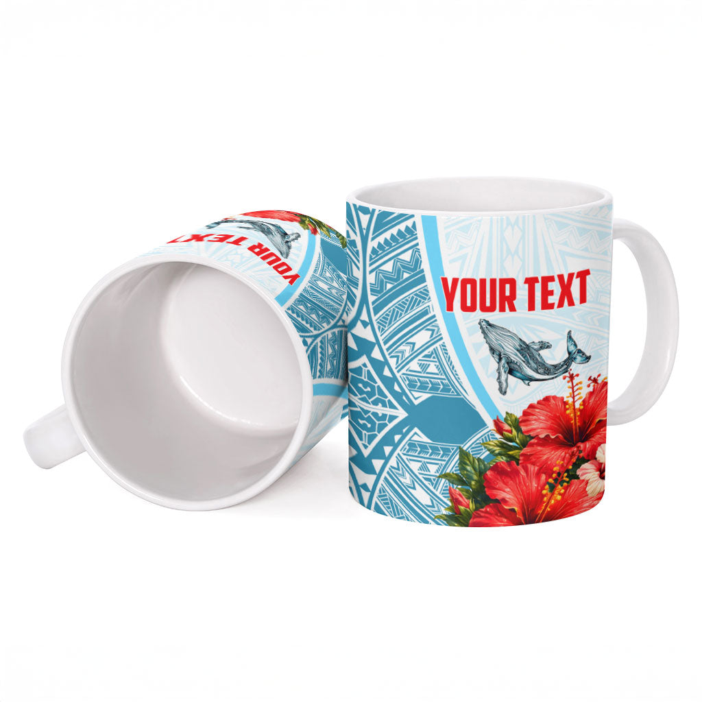 Personalized American Samoa Masefau Ceramic Mug Hibiscus Tropical Floral Whale Polynesian Tribal Pattern