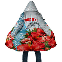 Personalized American Samoa Masefau Cloak Hibiscus Tropical Floral Whale Polynesian Tribal Pattern