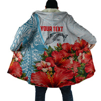 Personalized American Samoa Masefau Cloak Hibiscus Tropical Floral Whale Polynesian Tribal Pattern