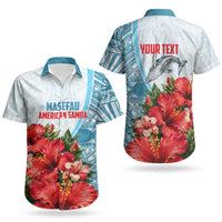 Personalized American Samoa Masefau Couples Matching Off Shoulder Maxi Dress and Hawaiian Shirt Hibiscus Tropical Floral Whale Polynesian Tribal Pattern