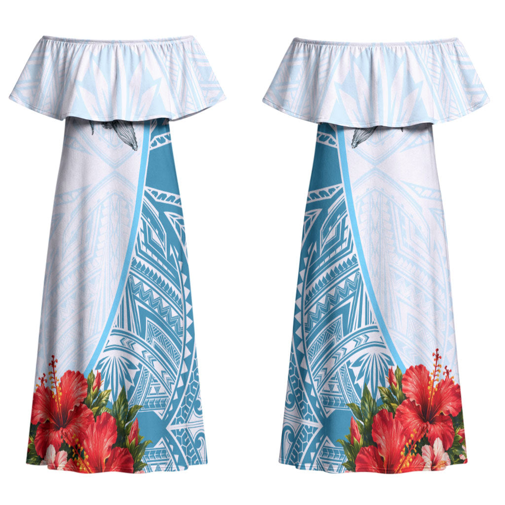 Personalized American Samoa Masefau Couples Matching Off Shoulder Maxi Dress and Hawaiian Shirt Hibiscus Tropical Floral Whale Polynesian Tribal Pattern