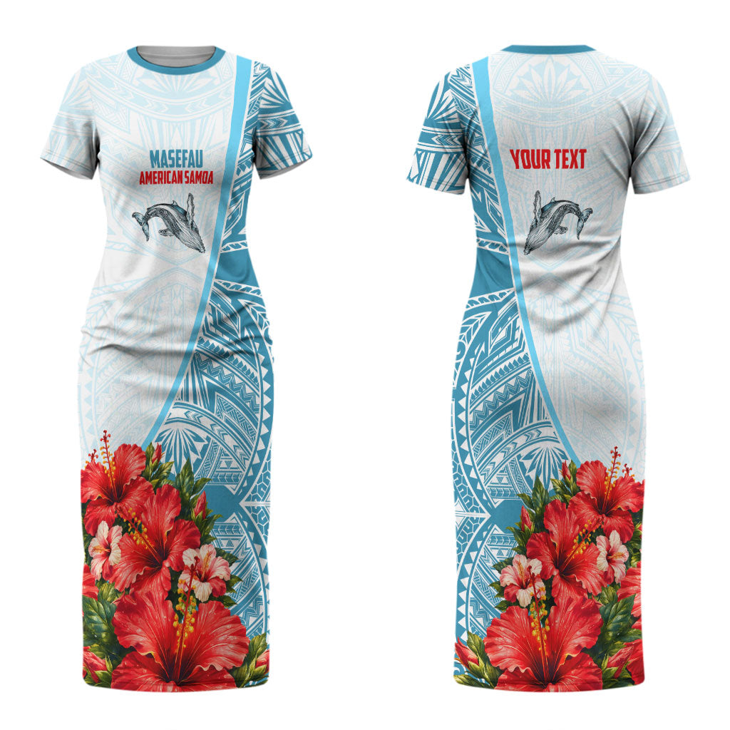 Personalized American Samoa Masefau Couples Matching Short Sleeve Bodycon Dress and Hawaiian Shirt Hibiscus Tropical Floral Whale Polynesian Tribal Pattern