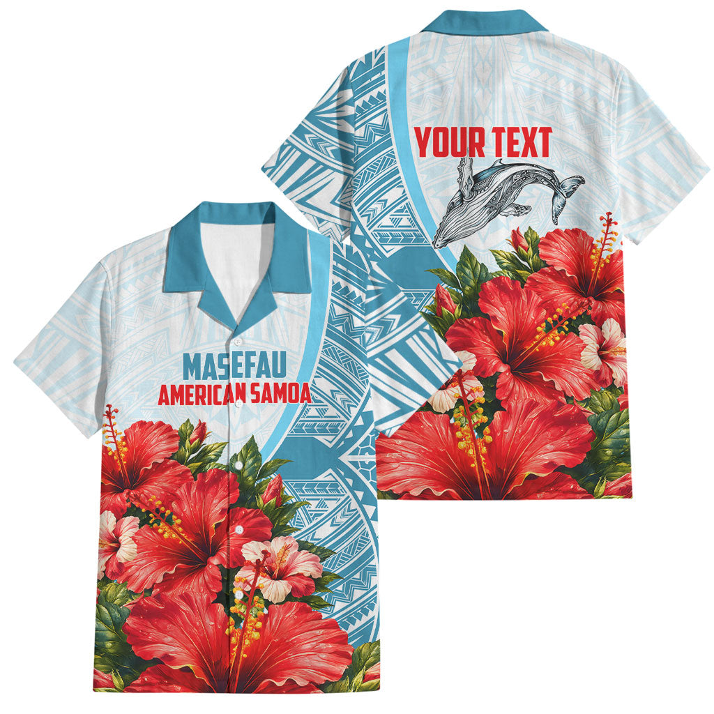 Personalized American Samoa Masefau Family Matching Off The Shoulder Long Sleeve Dress and Hawaiian Shirt Hibiscus Tropical Floral Whale Polynesian Tribal Pattern