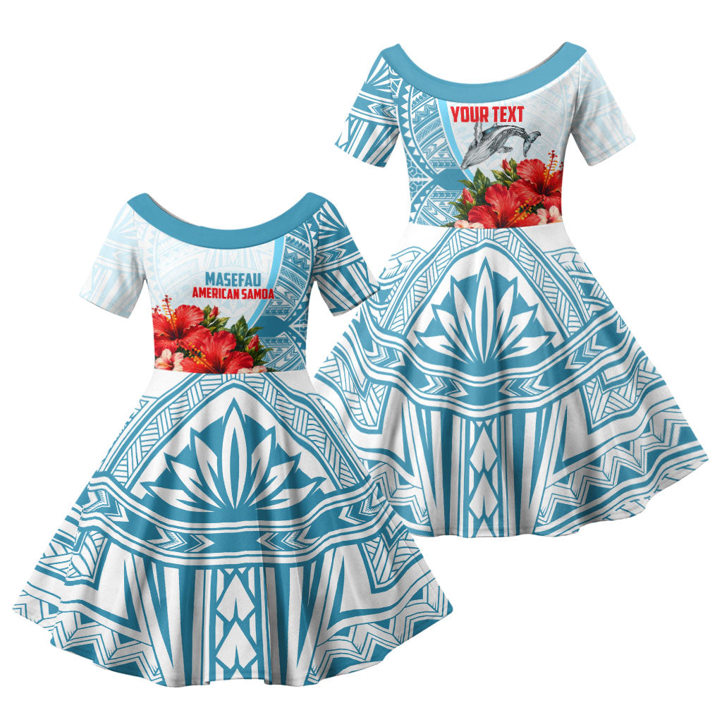 Personalized American Samoa Masefau Family Matching Short Sleeve Bodycon Dress and Hawaiian Shirt Hibiscus Tropical Floral Whale Polynesian Tribal Pattern