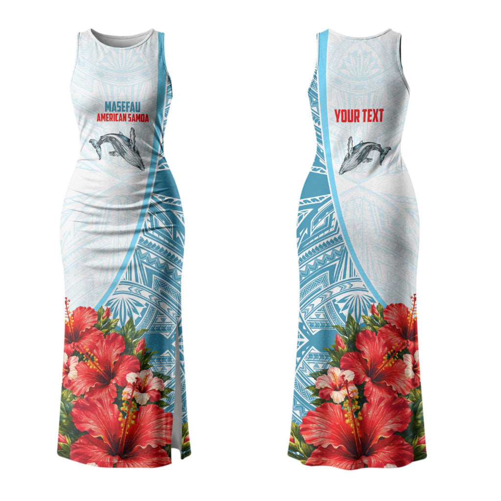 Personalized American Samoa Masefau Family Matching Tank Maxi Dress and Hawaiian Shirt Hibiscus Tropical Floral Whale Polynesian Tribal Pattern