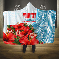 Personalized American Samoa Masefau Hooded Blanket Hibiscus Tropical Floral Whale Polynesian Tribal Pattern
