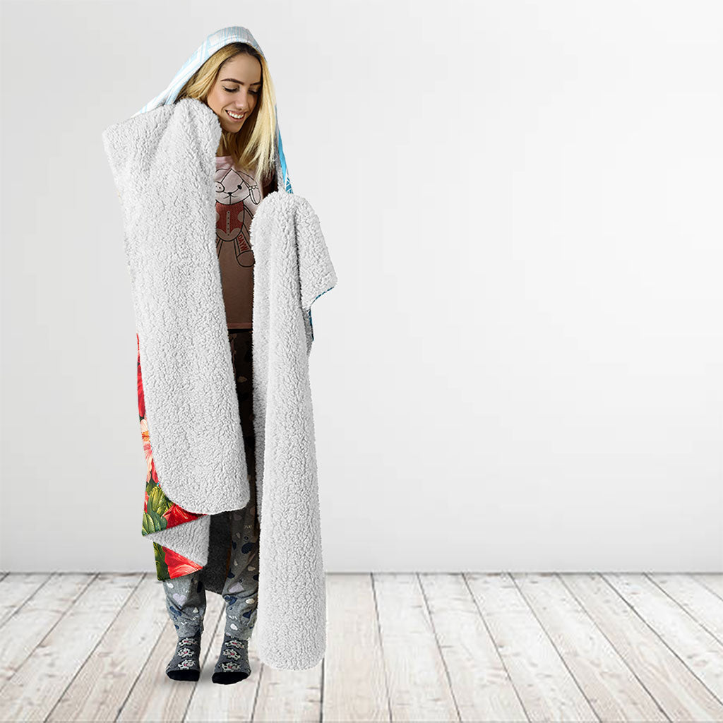 Personalized American Samoa Masefau Hooded Blanket Hibiscus Tropical Floral Whale Polynesian Tribal Pattern