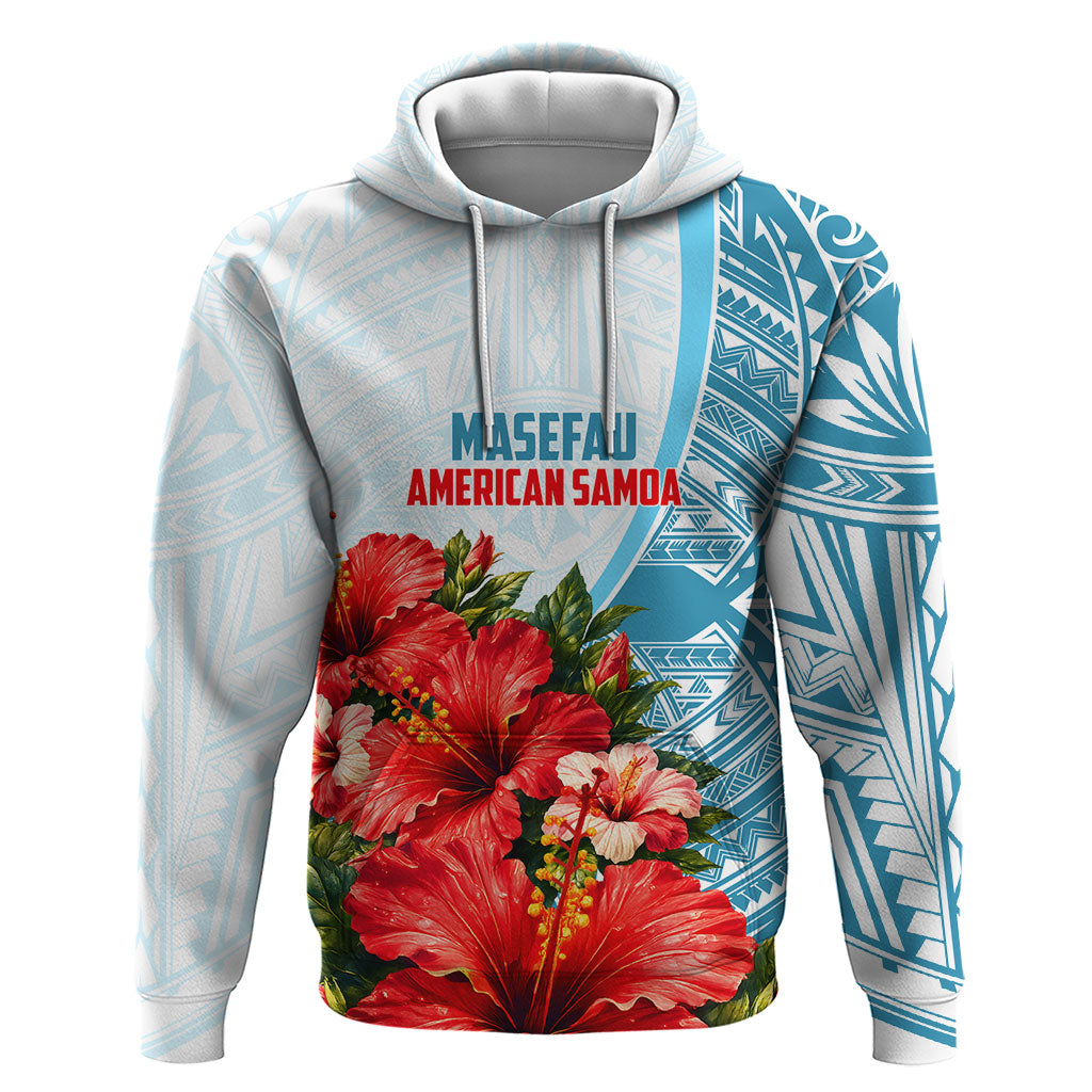 Personalized American Samoa Masefau Hoodie Hibiscus Tropical Floral Whale Polynesian Tribal Pattern