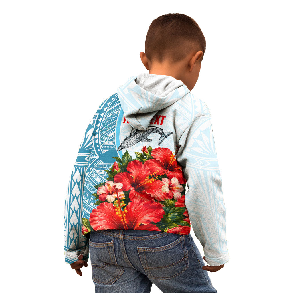 Personalized American Samoa Masefau Kid Hoodie Hibiscus Tropical Floral Whale Polynesian Tribal Pattern