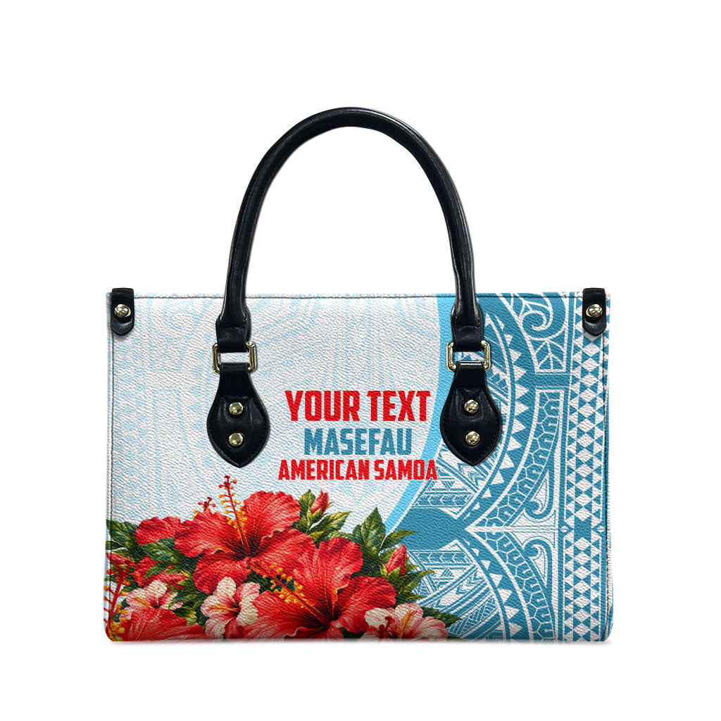 Personalized American Samoa Masefau Leather Bag Hibiscus Tropical Floral Whale Polynesian Tribal Pattern